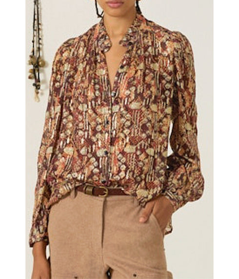 Annabel Topaz Snakeskin Shirt - Burnt Orange
