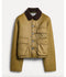 Nylon Cropped British Jacket with Corduroy Details - Gold