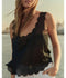The Scalloped Eyelet Tank - Black