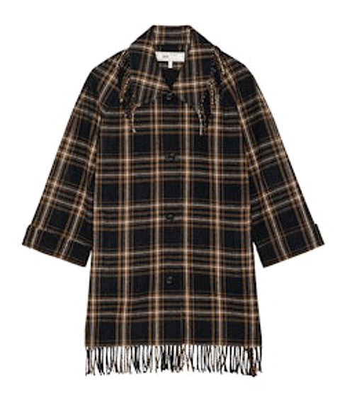 The Fringe Coat - Carmel and Black Frontier Plaid