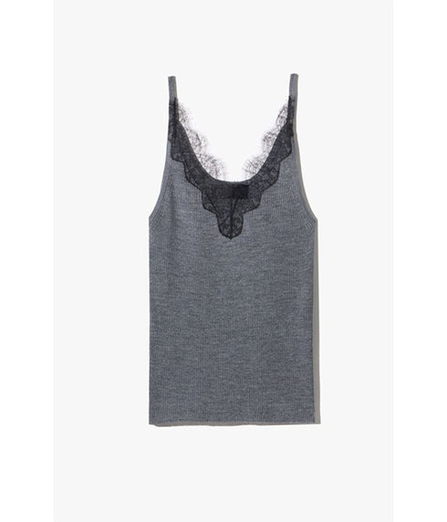Aronia Silk Tank - Dark Grey Melange