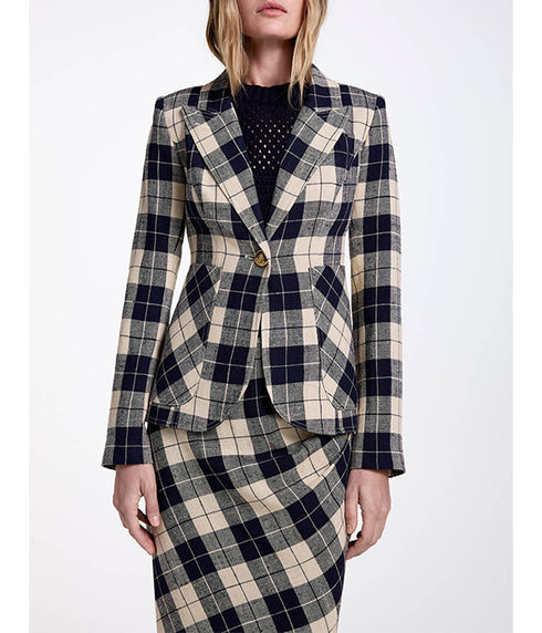 Patch Pocket Duchess Blazer - Navy Plaid