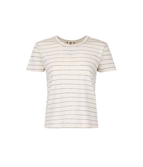 Lovey Tee- Bone/Grey Stripe