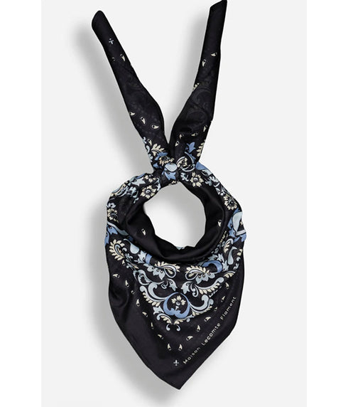 Bandana Flowers Cotton - Black