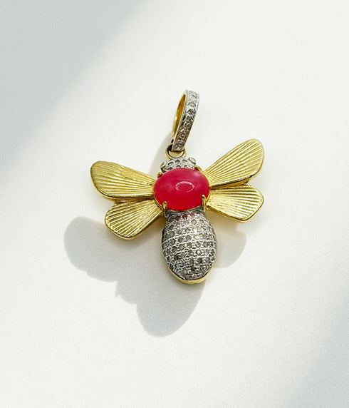 Pink Jade Butterfly Pendant