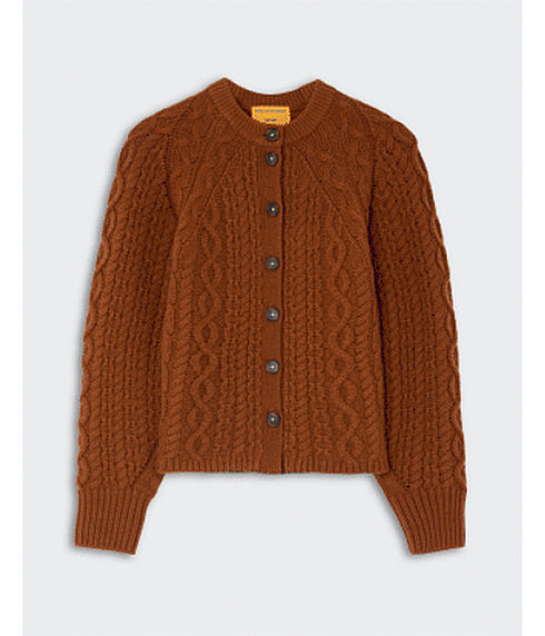 Cable Sculpted Cardigan - Burnt Siena