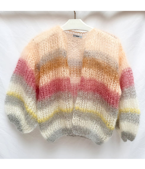 Mohair Bomber Cardigan - Light Stripes