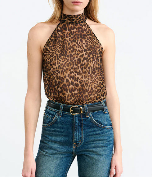 Alla Halter Tank - Vintage Leopard