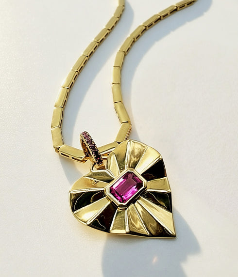 Double Bezel Pink Sapphire Necklace