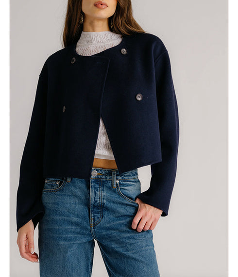 Floren Cropped Double Breasted Jacket - Midnight