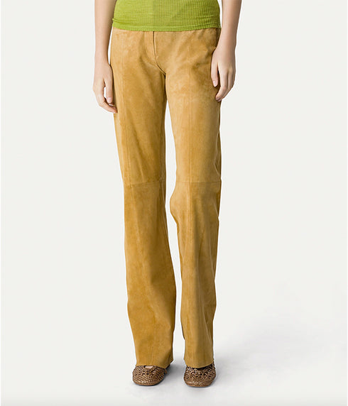 Straight Leg Suede Pants - Ambra