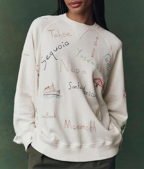 The Slouch Sweatshirt - Washed White w/ Golden State Embroidery