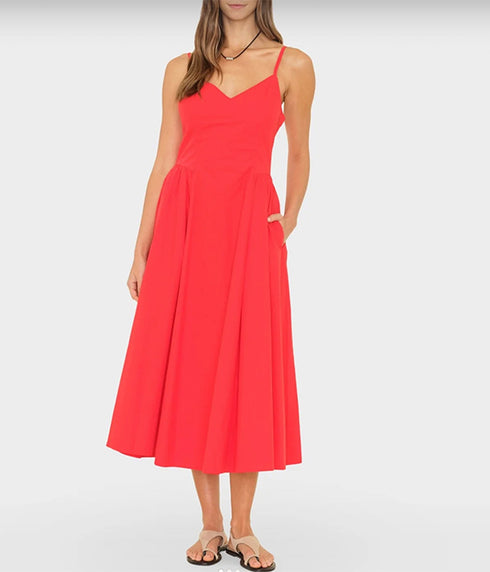 Bardot Dress - Red Flash