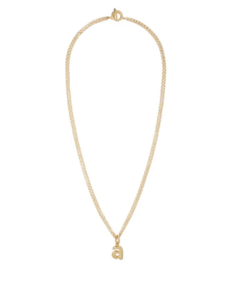 The Puffy "a" Initial Necklace - Gold