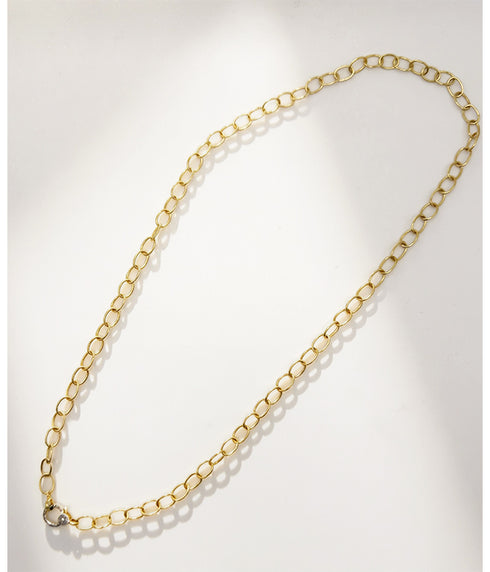 Gold Infused Brass Circle Chain 22"