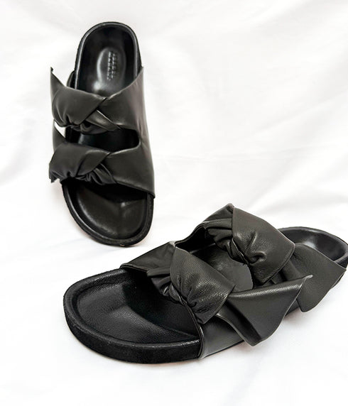 Lennyo Bow Sandals - Black