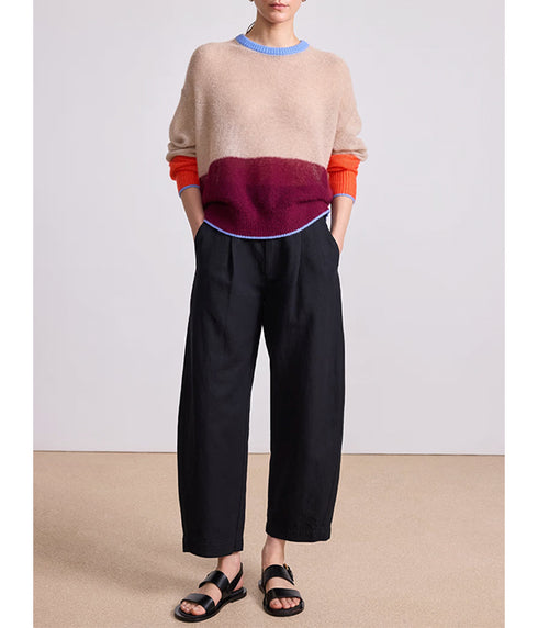 Softest Tissue Weight Sweater - Jute & Black Cherry