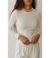 Baby Rib Scallop Long Sleeve Tee - Creme