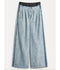 Denim Trousers with Darts and Satin Waist - Grey