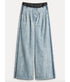 Denim Trousers with Darts and Satin Waist - Grey