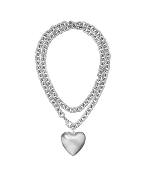The Puffy Heart Necklace - Silver