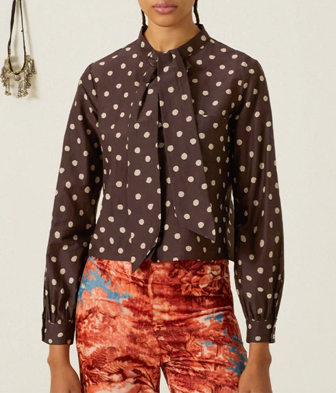 Molly Dot Shirt - Mahogany