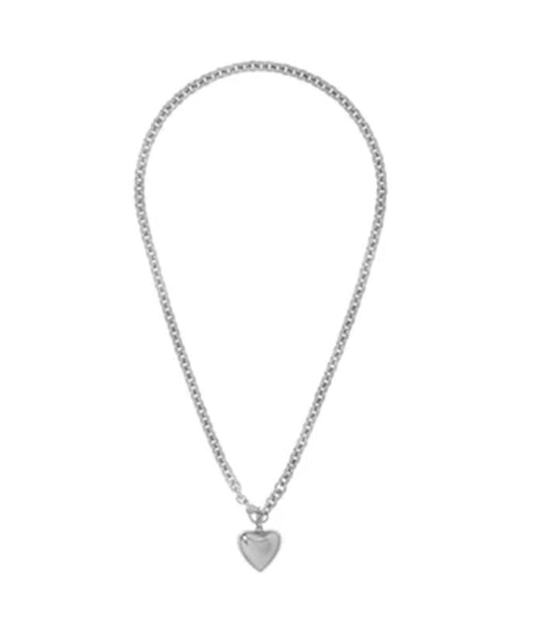 The Mini Puffy Heart Necklace - Silver