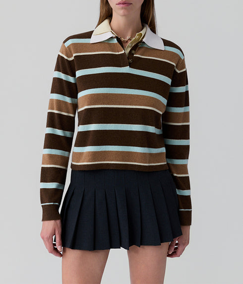 Cropped Striped Rugby - Chestnut Combo