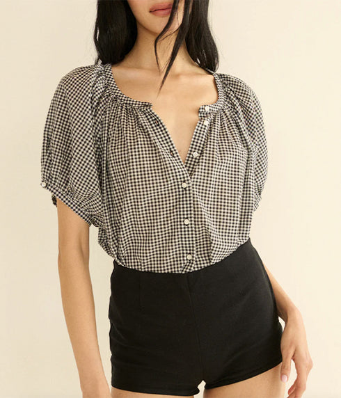June Top - Noir La Maddalena Gingham