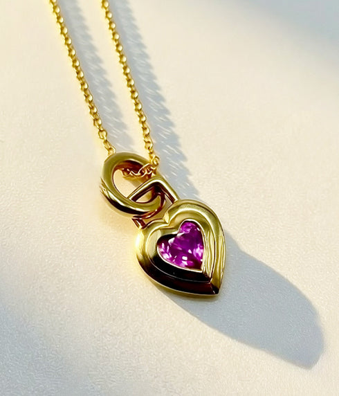 Double Bezel Pink Sapphire Necklace