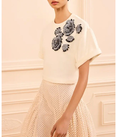 Cove Top with Embroidery - Creme