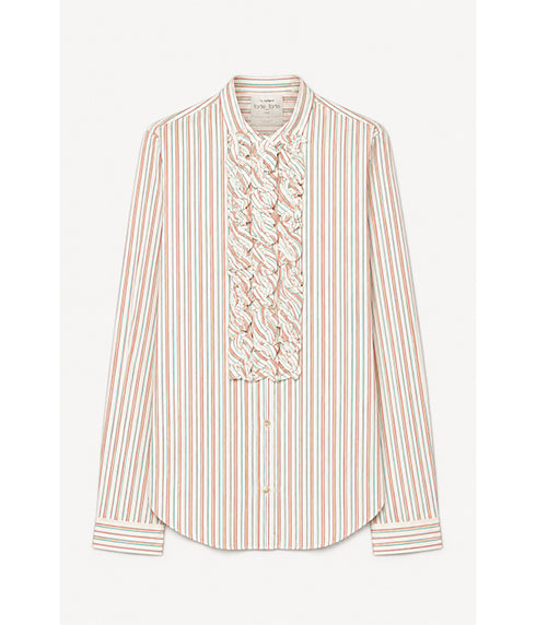 Ruched Striped Shirt - Rose