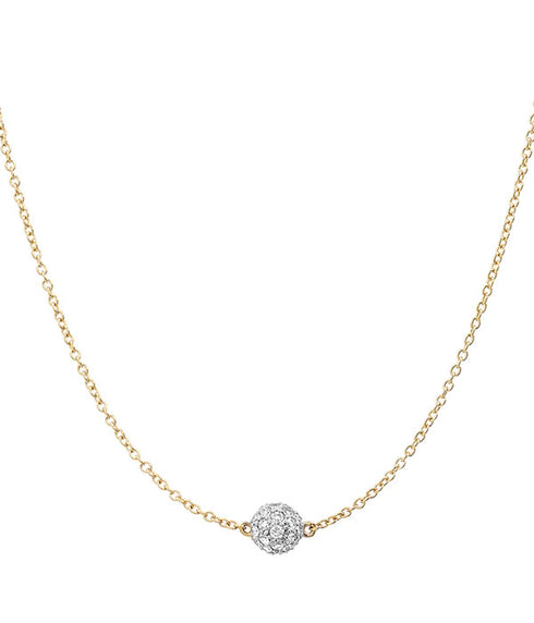 Diamond Single Orb Necklace - Yellow Gold