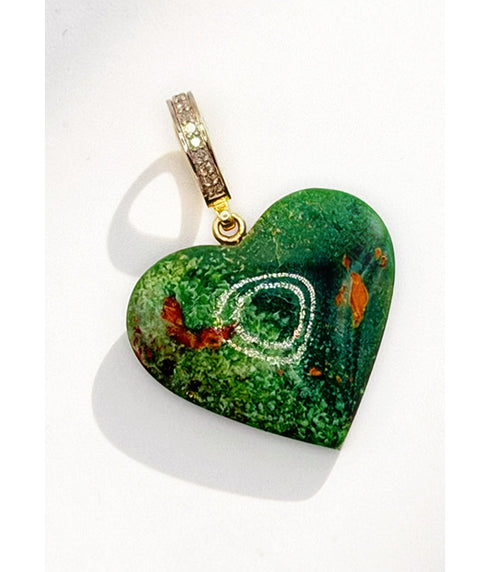 Turquoise Heart with Diamond Bale Pendant
