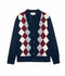 Argyle Menswear Cardigan - Navy