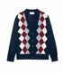 Argyle Menswear Cardigan - Navy