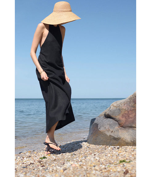 The Fete Linen Dress - Black