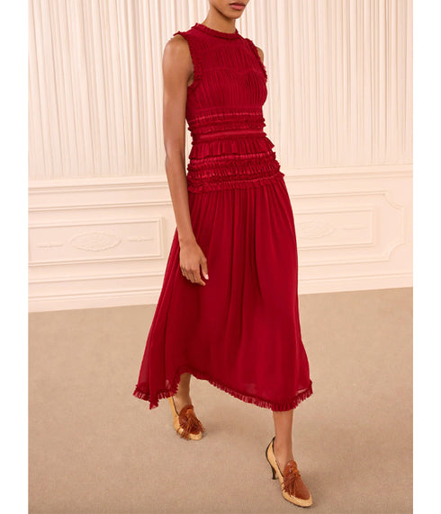 Etta Sleeveless Silk Dress - Cerise