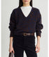Softest Silk Cashmere V-Neck Sweater - Leo Floral Midnight