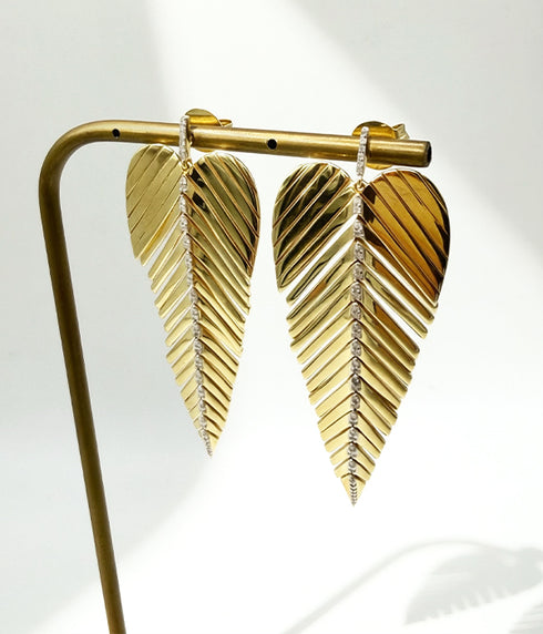 Gold Infused Brass Flexible Heart Earrings