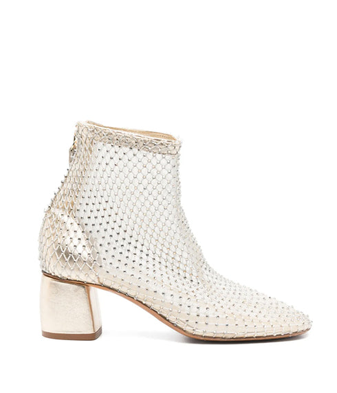 Alma Strass Mesh Chic Ankle Boots - Platinum