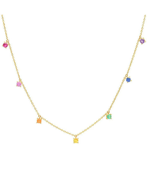 Rainbow Charm Necklace - 14K