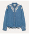 Embroidered Indigo Twill Boxy Shirt - Celeste