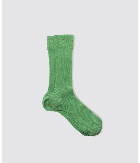 Ribbed Lurex Socks - Green