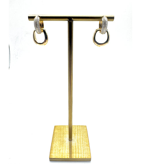 Deco Diamond Huggie w/ Solid Gold Hoops