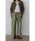 The Taffeta Drawstring Cargo Pants - Oregano