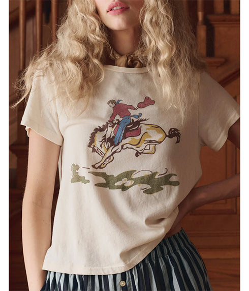 The Little Tee w/ Rider Graphic - Washed White