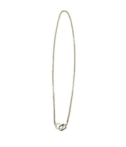 14K Gold Oval Chain with Diamond Square Clasp