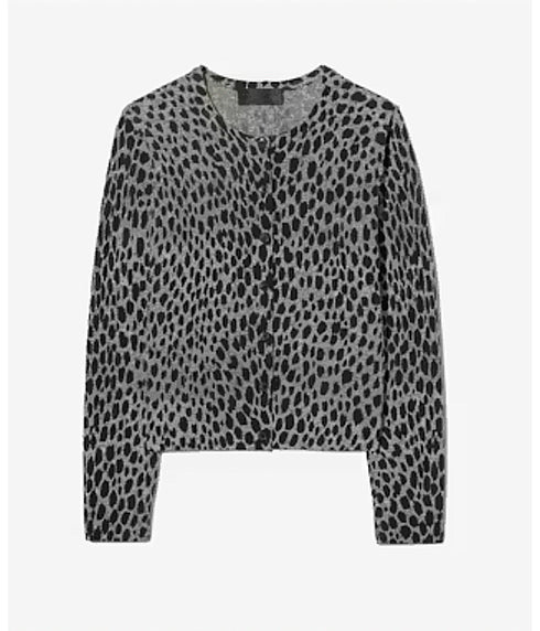 Keelah Cardigan - Pebble Grey Heather/Black Cheetah