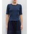 Pointelle Mid Sleeve Slim Fit Tee - Midnight Melange